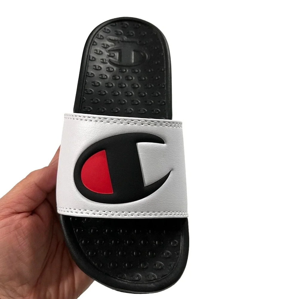 Champion Little Boys Girls Slide Sandals Size 13 Black White Lightweight Comfort